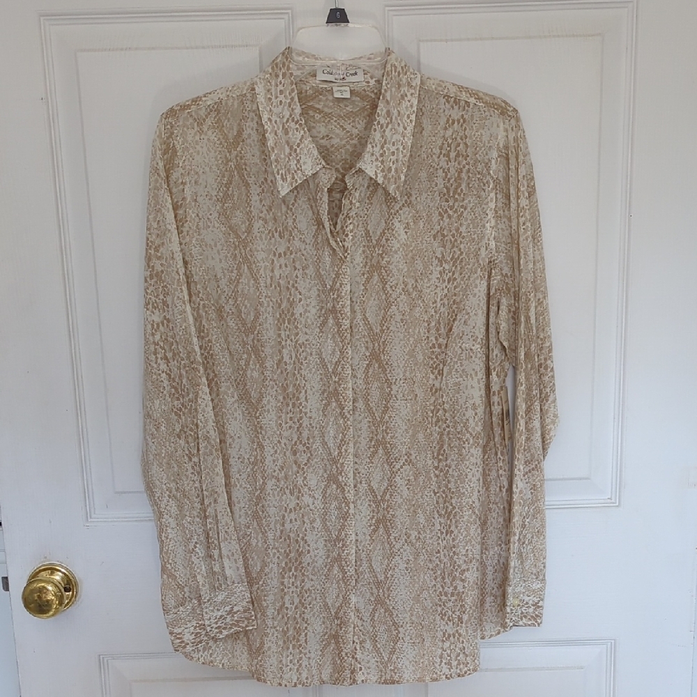 Coldwater Creek Exotic No Iron Snakeskin Print Shirt NWT